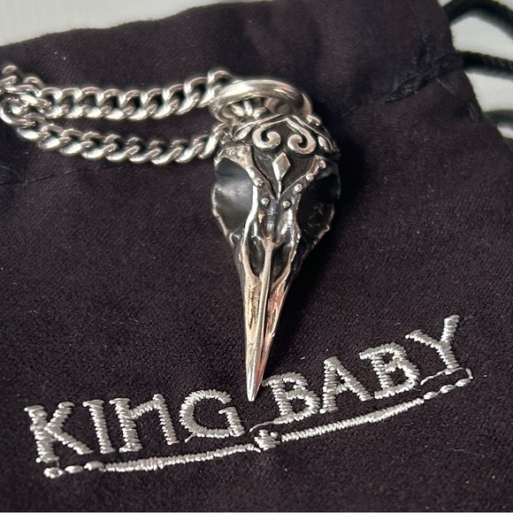 King Baby Raven Skull Pendant Necklace